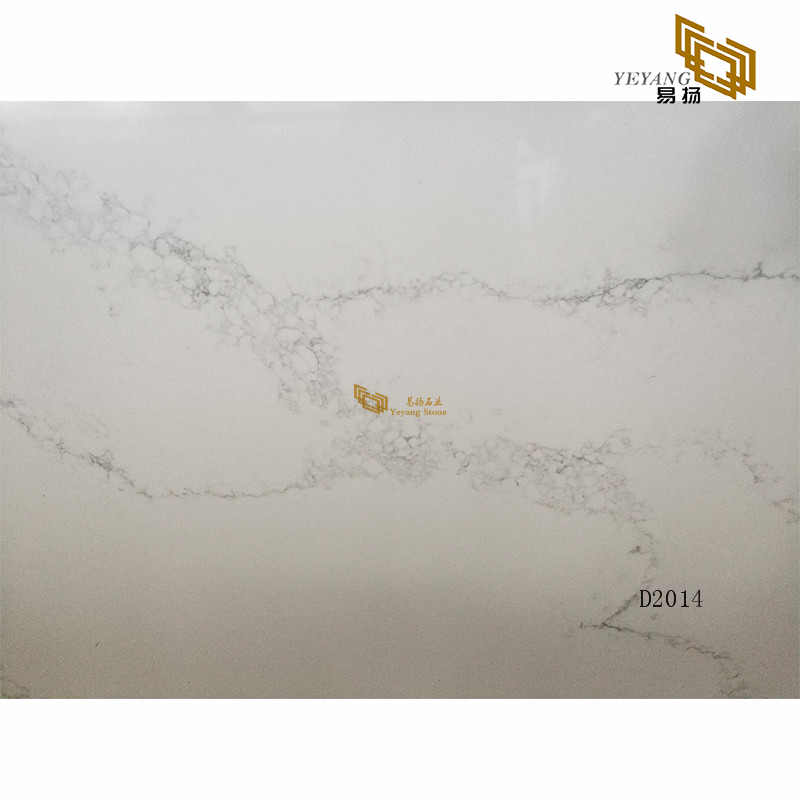 Polished white calacatta quartz slab artificials stone tiles factory manufacture