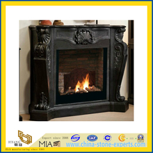 Black Marble Fireplace Mantel with Sculpture Carved (YQA)