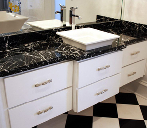 Black Marquina marble vanity top Project