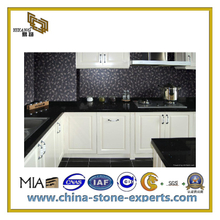 Natural Polished Black Engineered Artificial Quartz for Countertop and Floor Tiles (YQC)
