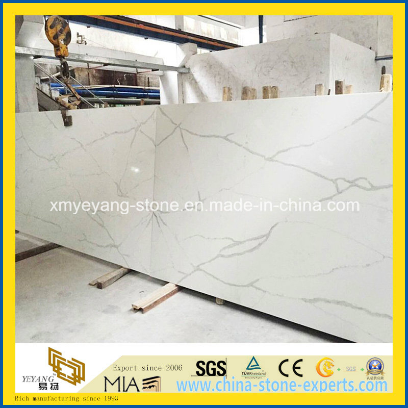 Calacatta White Quartz Stone Slab for Worktop or Countertop