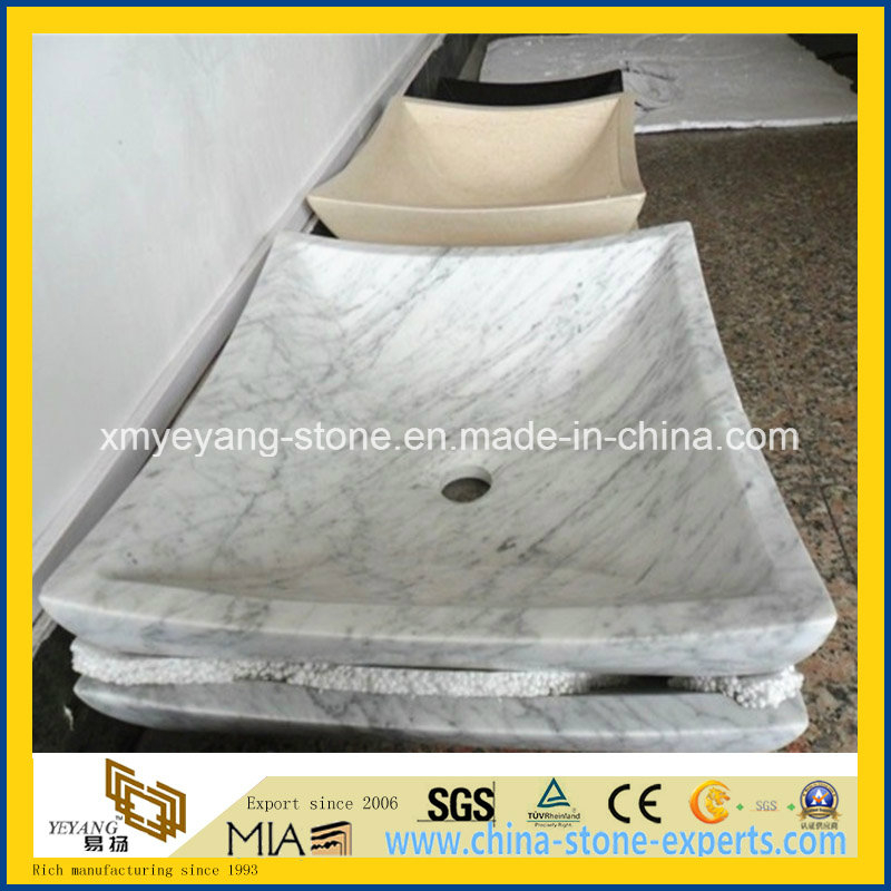 Bianco Carrara Marble Square Basin for Hotel Bathoom