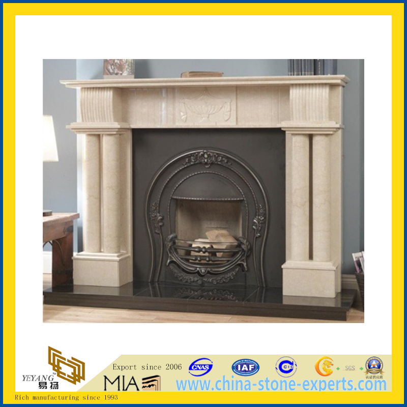 Egypt Beige Marble Carved Fireplace(YQC)