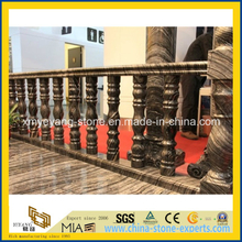 Chinese Black Wooden Vein Marble Railing &amp; Stair Baluster