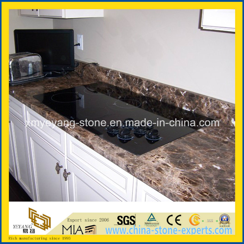 Prefabricate Dark Emperador Marble Kitchen Countertop